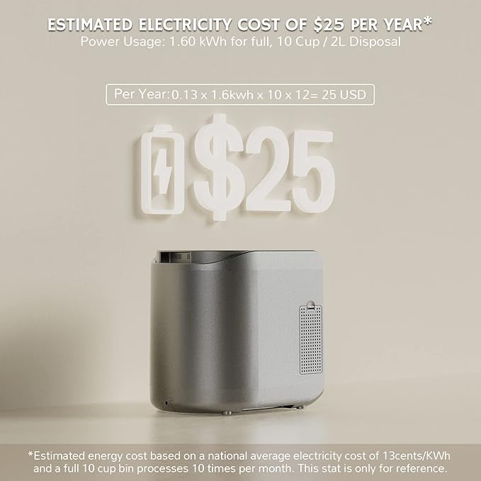 Airthereal Revive Electric Kitchen Composter with Visual Glass Cover, Upgraded SHARKSDEN Tri-Blade, Turn Food Waste and Scraps into Natural Fertilizer for Plants, R500-V, Grey