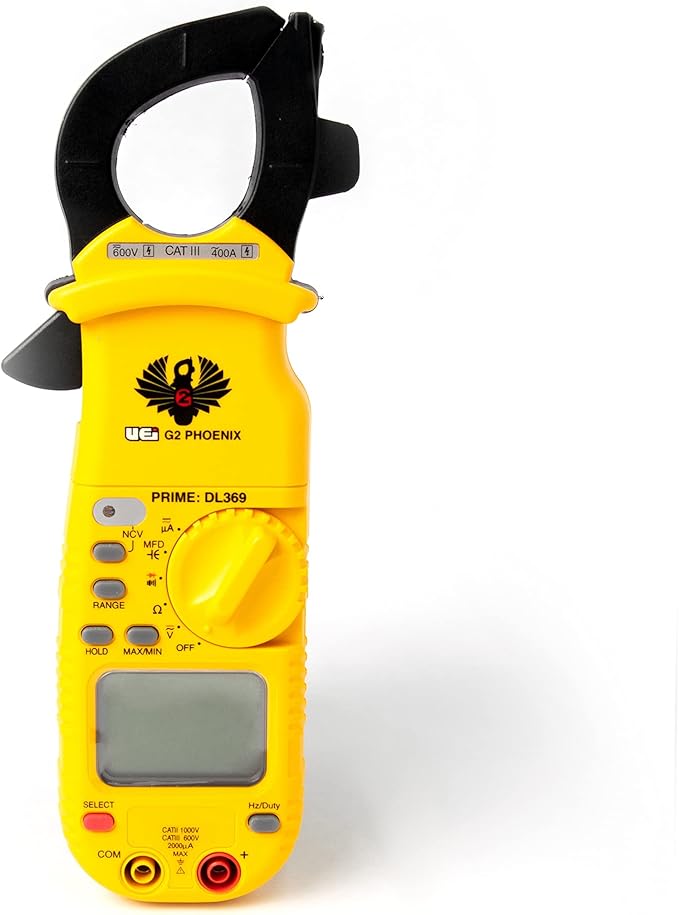UEi DL369 Digital Clamp Meter HVAC Auto-Ranging 4000 Counts Volt Meter AC Amp Meter Measures AC Current AC/DC Voltage & Microamps Capacitance Resistance Diodes NCV Continuity Tester Live Wire Test