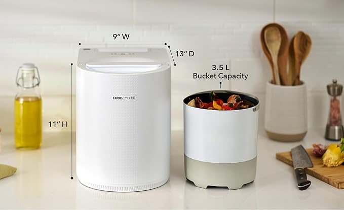 Food Cycler Eco 3 Compact Kitchen Food Recycler | Indoor Composter Bin Alternative | Electric Countertop Food Waste Disposer with Odorless 3.5L Indoor Food Waste Bin for Easy Waste Management | White