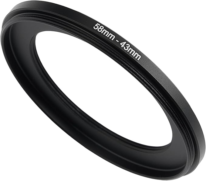 58mm to 43mm Step-Down Ring Filter Adapter,for All Brands UV ND CPL, Metal Ring Step-Down Rings Adapter Filter (58mm-43mm)