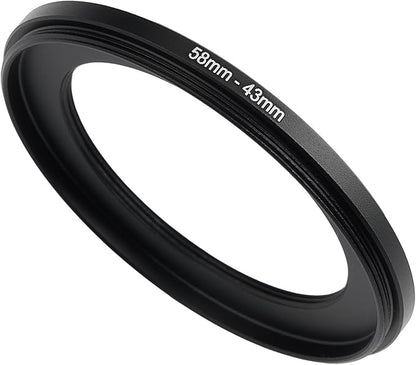 58mm to 43mm Step-Down Ring Filter Adapter,for All Brands UV ND CPL, Metal Ring Step-Down Rings Adapter Filter (58mm-43mm)