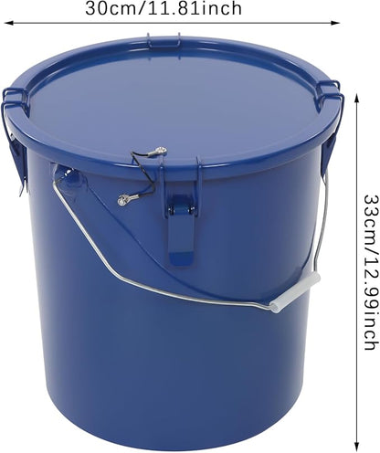 Deep Fryer Oil Storage Container with Filter,6 Gallon Bucket with Lid, Strainer Bag and Handle, Carbon Steel Oil Grease Disposal Container for Deep Fryer Oil Filtering/Storage - Blue