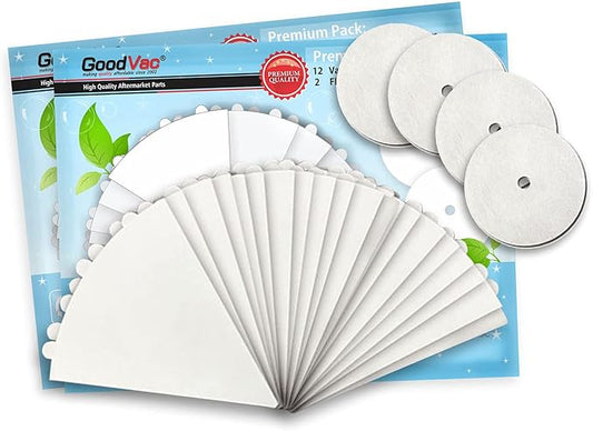 GOODVAC Replacement Filter Cones 12 Prefilters 2 Motor Disc Filters Premium Pack Compatible with Filter Queen (2)