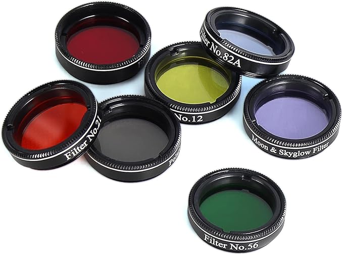 Telescope Accessory Kit - 1.25" Telescope Eyepiece and Filter Set with a Sturdy Carry Case - Five Plossl Eyepieces, 2X Barlow Lens and Seven Filters