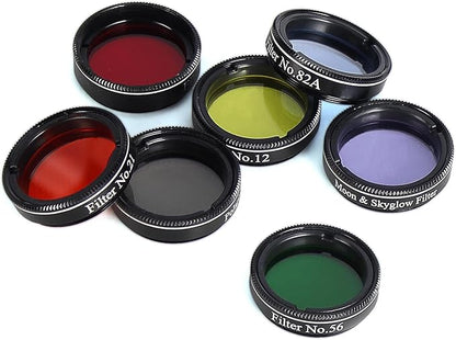 Telescope Accessory Kit - 1.25" Telescope Eyepiece and Filter Set with a Sturdy Carry Case - Five Plossl Eyepieces, 2X Barlow Lens and Seven Filters