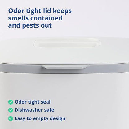 BLUE GINKGO Kitchen Compost Bin [5L / 1.32 GAL] – Filter-Free, Odor-Tight Countertop Food Waste Pail with Handles (Made in Korea, White)