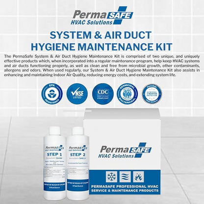PermaSafe HVAC Solutions, System & Air Duct Hygiene Maintenance Kit, Preserves IAQ, Keeps Systems Free from Microbial Growth, other Contamination, Odors and More