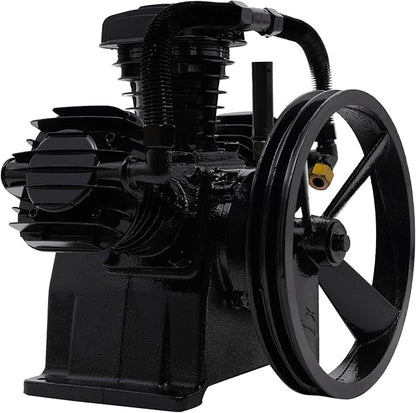 Air Compressor Pump Head, 5-HP Single-Stage Inline-Twin Replacement Air Compressor Pump 3 Cylinder Head, Single-Stage Aluminum Air Compressor Pump Replacement with 115 Max. PSI, 10-12 CFM