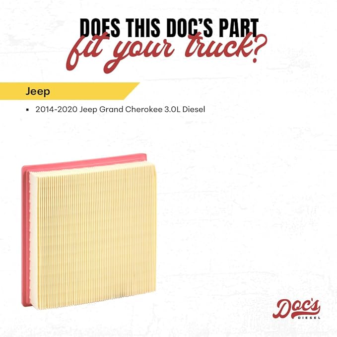Doc's Diesel Engine Air Filter DPA10236 | Compatible with Jeep Grand Cherokee 3.0L Diesel 2014-2020 | Replaces 04861688AA