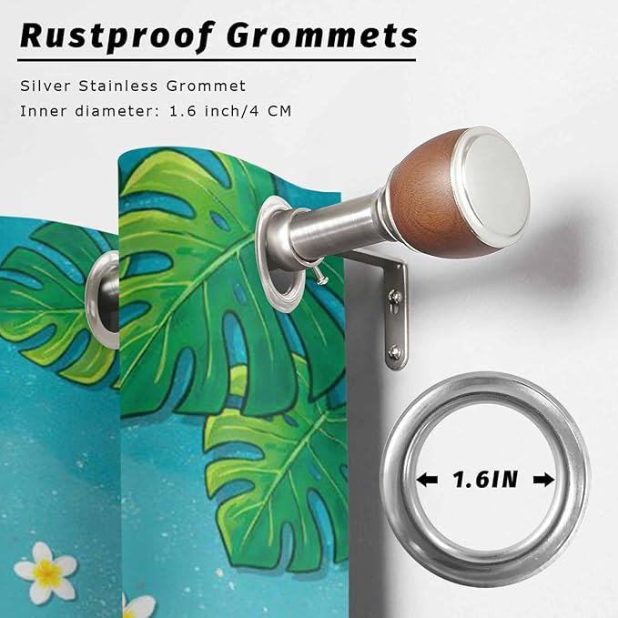 Summer Outdoor Curtains for Patio Plumeria Swimming Circles Ocean Beach Waterproof Outside Curtains with Grommet Top Weatherproof Curtain for Cabana Pergola Gazebo, 2 Pack, 54" W x 108" L