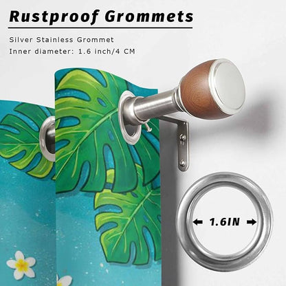 Summer Outdoor Curtains for Patio Plumeria Swimming Circles Ocean Beach Waterproof Outside Curtains with Grommet Top Weatherproof Curtain for Cabana Pergola Gazebo, 2 Pack, 54" W x 108" L