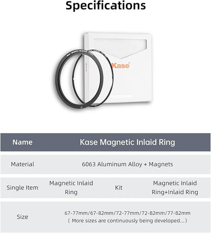 Kase 49mm Magnetic Screw in Adapter Ring Kit, Brass Magnetic to Threaded Filter Adapter Rings for Camera Lenses, Ultra-Thin 3.4mm Profile, Quick-Release Design, Compatible with UV CPL ND Filters