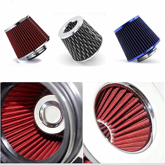 Cone Air Filter 3 Inch Inlet, Clamp-on 76mm/3" Cold Air Intake Filter, Washable Universal Car air filter-Blue