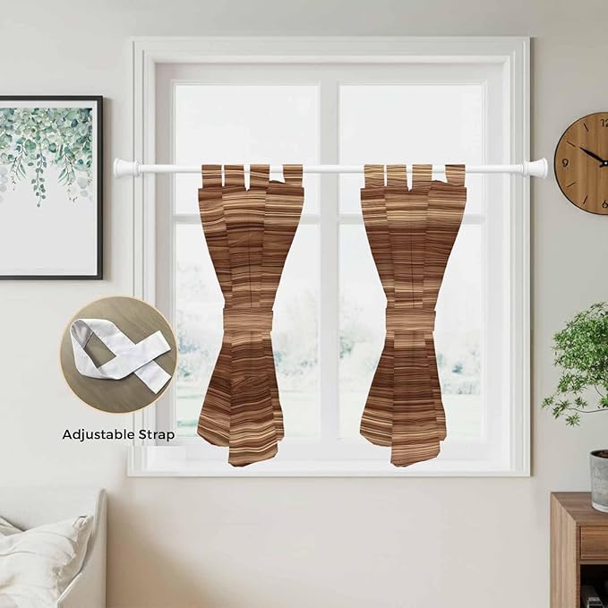 Brown Western Kitchen Curtains 45 Inch Length, Short Cafe Window Curtains Tab Top, Vintage Farmhouse Wood Barn Door Light Filtering Window Treatments Tier Drapes 27.5"x45" 2 Panel