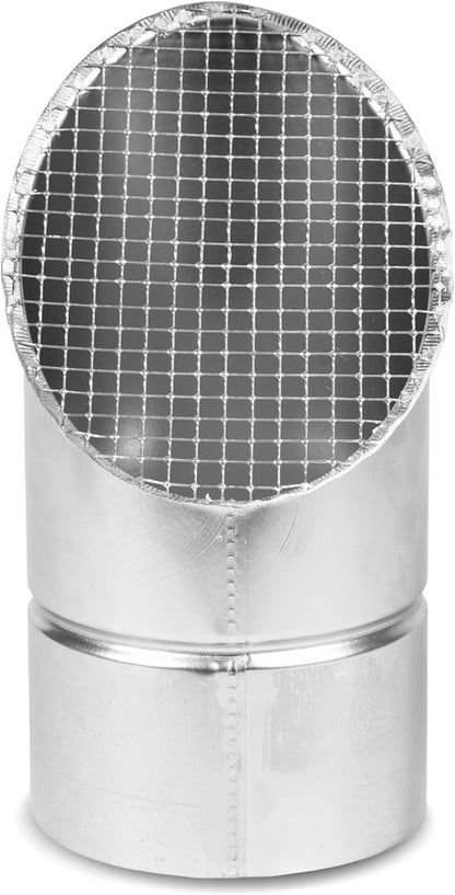 Repa Market 4” Inch Outlet Vent Cover with Mesh - Round Outdoor Air Take-Off with Steel Screen – Angled Galvanized Steel Exhaust End Cap with Rain Cover