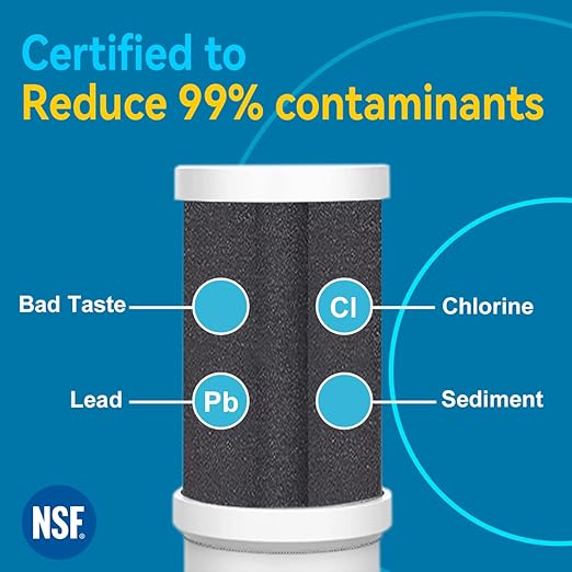 ALTHY Faucet Water Filter, BPA-Free Sink Tap Water Purifier, Certified Reduces Chlorine Heavy Metals & Bad Taste, Only Fits Standard Tap, Includes 1 System & 4 Filter