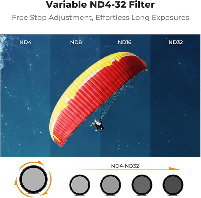 K&F CONCEPT Snap On CPL VND Effect Filter Kit Compatible with DJI Osmo Action 6, 3 Pack CPL Black Diffusion 1/4 ND4-32 Filters HD Optical Glass/Multi-Coated Action Camera Accessories