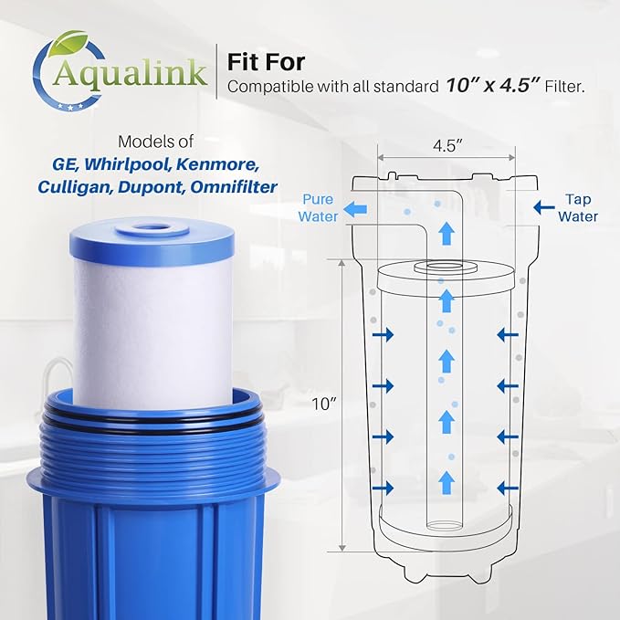 AQUALINK PP10BB-CC 5 Micron 10" x 4.5" Whole House Sediment Activated Carbon Water Filter Replacement for GE FXHTC, GXWH40L, GXWH35F, GNWH38S, RFC-BBSA, W50PEHD, DuPont WFHD13001