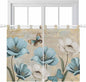 Spring Flowers Kitchen Curtains 45 Inch Length, Short Cafe Window Curtains Tab Top, Vintage Rustic Tulips Floral Butterfly Khaki Light Filtering Window Treatments Tier Drapes 27.5"x45" 2 Panel