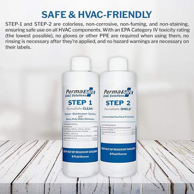 PermaSafe HVAC Solutions, System & Air Duct Hygiene Maintenance Kit, Preserves IAQ, Keeps Systems Free from Microbial Growth, other Contamination, Odors and More