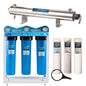 Bluonics 24 GPM Well Water Filter System with 110W UV, Triple 4.5"x20" Housings, Sediment & Carbon Filters Included