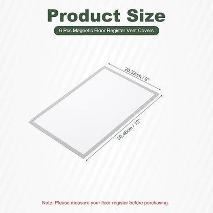 YOKIVE 6 Pcs Magnetic Floor Vent Covers, Floor Register Cover PVC Mesh Air Vent Screen Filters, Great for Home Floor, Wall, Ceiling, Catch Debris Hair Dust (White, 12-Inch x 8-Inch)