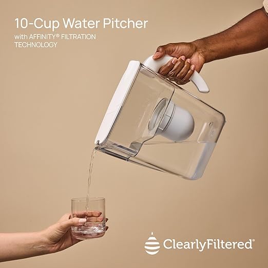 Clearly Filtered No.1 Filtered Water Pitcher/Updated Model/Targets 365+ Contaminants e.g. Fluoride Chlorine PFAS Microplastics Lead Arsenic BPA/BPS Free (Pitcher + 3 Filter Packs)