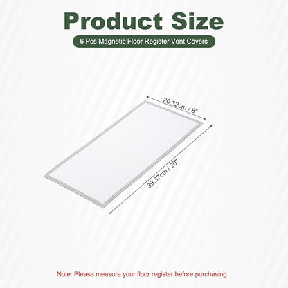 YOKIVE 6 Pcs Magnetic Floor Vent Covers, Floor Register Cover PVC Mesh Air Vent Screen Filters, Great for Home Floor, Wall, Ceiling, Catch Debris Hair Dust (White, 15-Inch x 8-Inch)