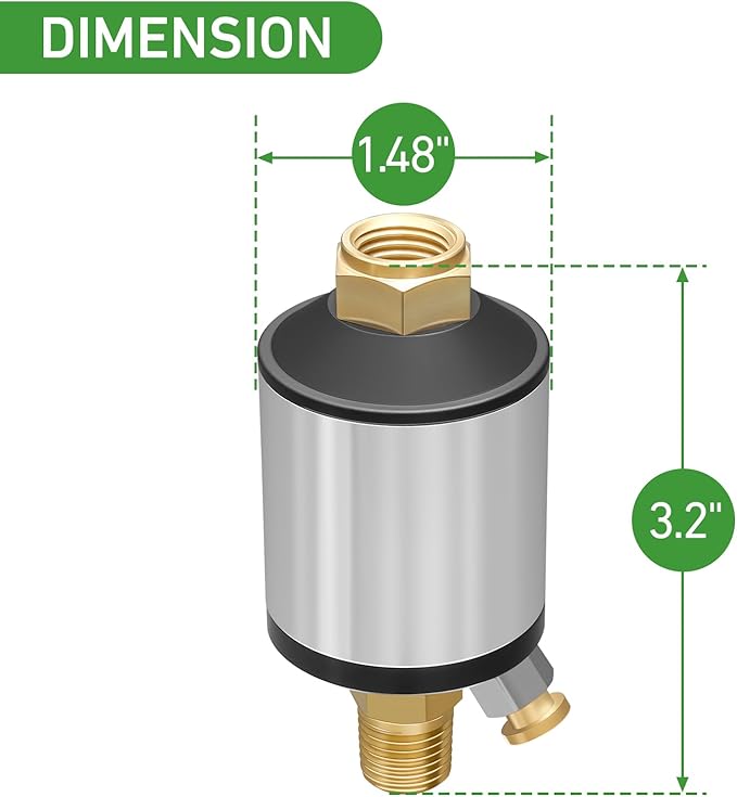 Watflow Air Compressor Water Separator Filter for Air Line, 1/4" NPT Inlet and Outlet, 150 psi, Protect Tool for Pneumatic