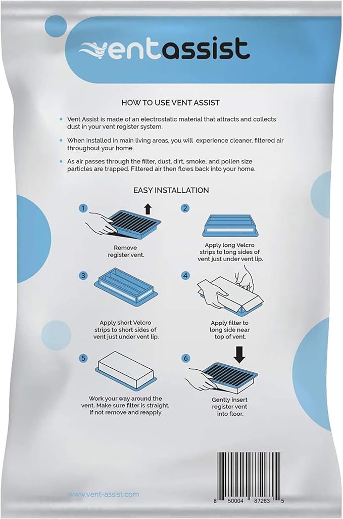 Premium Air Vent Filters for Home - 4" x 10" MERV 8 Electrostatic Floor Vent Filters That Trap Dust, Dirt, Smoke, Pollen, Hair - 90 Day Filtration (12 Pack)
