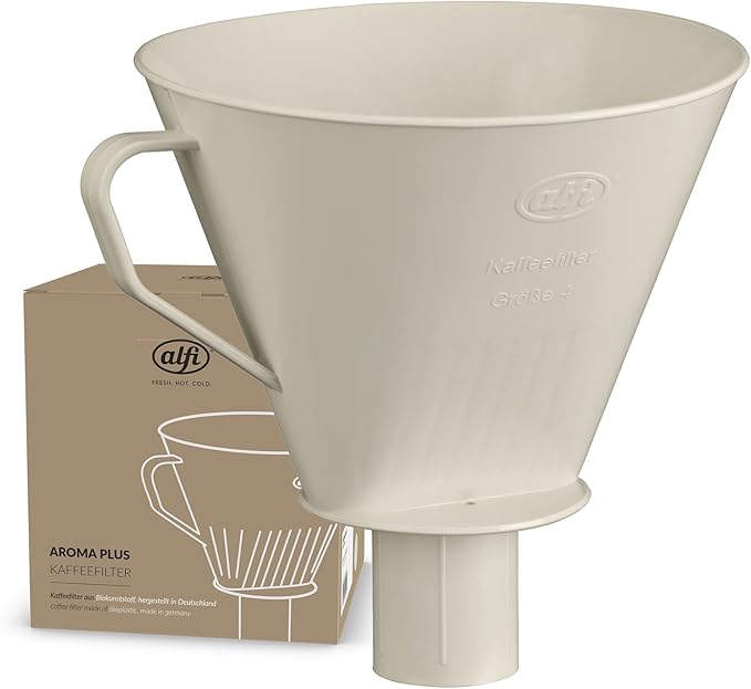 alfi Aroma Plus, Oatmeal Beige, Plastic Coffee Filter for Paper Size 4, Brew Coffee Filtered Directly in the Jug, Spout, with Handle, Dishwasher Safe, BPA Free