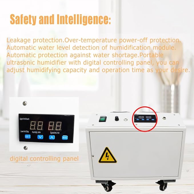 Ultrasonic Humidifier Cooler Sprayer 15kg/h Commercial Humidifier Commercial Industrial Humidifier with Humidistat and Remote Sensor Stainless Steel for Grow Room 110V