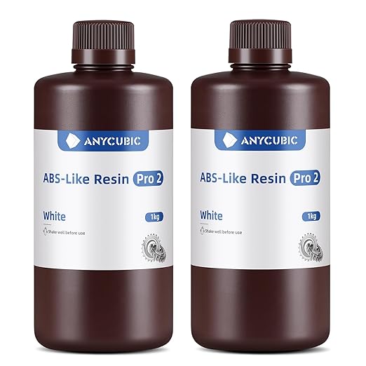 ANYCUBIC ABS-Like Resin Pro 2, 3D Printer Resin, Enhanced Strength and Toughness, High Precision and Minimal Shrinkage, Wide Compatibility for All LCD 3D Printers (White, 2kg)