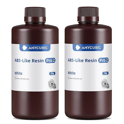 ANYCUBIC ABS-Like Resin Pro 2, 3D Printer Resin, Enhanced Strength and Toughness, High Precision and Minimal Shrinkage, Wide Compatibility for All LCD 3D Printers (White, 2kg)