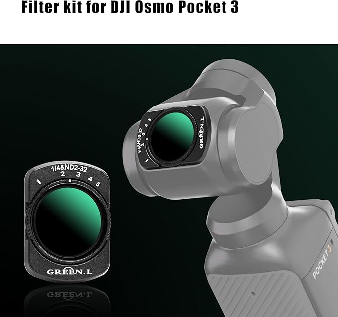 GREEN.L Variable ND2-32 & 1/4 Black Mist Filter for DJI Osmo Pocket 3, Magnetic 2-in-1 ND Cinematic Filter, HD Multi-Coated Optical Glass for Cinematic Video