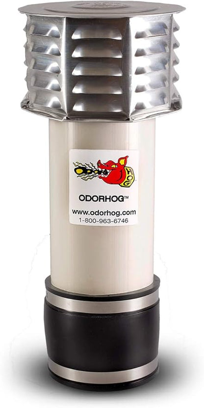 OdorHog Metal Cap Clamp On Vent Stack Pipe Filter 4", PVC, Removes Outdoor Septic and Sewer Odor Problems