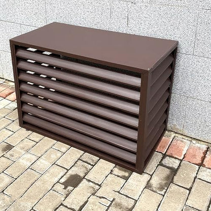 Aluminum Air Conditioner Cover Exterior Air Conditioning Unit Cover Air Conditioner Fence Screen Privacy Fence Trash Can Enclosure Outdoor Condenser Protective (Brown 110x60x80cm)