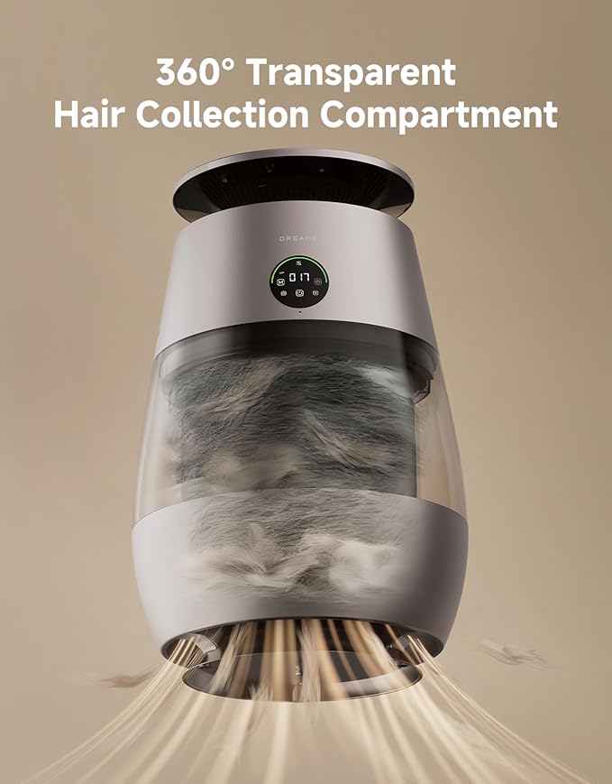 ‌Dreame Pet Air Purifier, Cleans 5,386 ft² in One Hour, 1,346 ft² for Home Large Room, NeverChange 5.4-Year Filters for Odor Purification, 360° Visual Collection of Hair, ‌Pet-Friendly Design, Glod