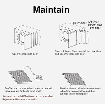 6 Inch Fresh Air Intake Inline Filter Box With 3 Layers Pre-filter Activated Carbon and HEPA filter HVAC System Heating And Cooling Ventilation