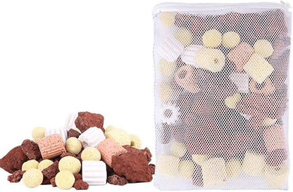 12Pcs Aquarium Filter Bags Fish Tank Mesh Media Filter Bags Carbon Filter Bags Net Bag with Zipper for Charcoal Pelletized Remove Activated Carbon, Biospheres, Ceramic Rings, Black and White