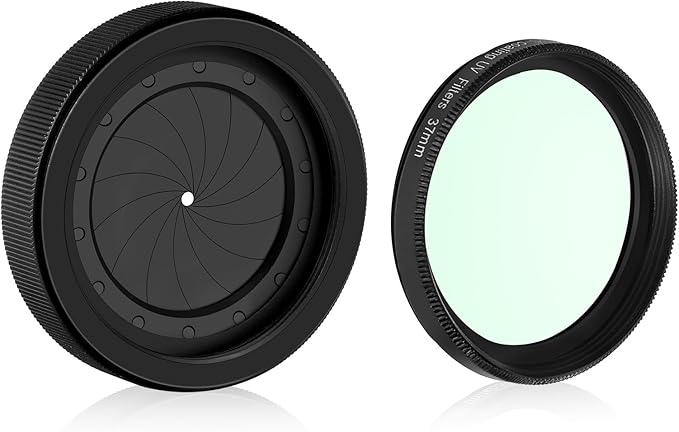 Adjustable Iris Aperture Diaphragm M30 to M37 Iris Aperture Diaphragm Adapter Optical Diaphragm 1.5-26mm Lens Module Adapter Ring PVS-14 PSV14 Optics (Filter Protector Cover Set)