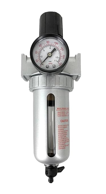 FR804N 1/2" Mid Flow Air Compressor Regulator & Filter Combo - for Compressed Air Treatment - Pneumatic Filter Regulator/Compressed Air Pressure Controller - w/Gauge/Manual Drain