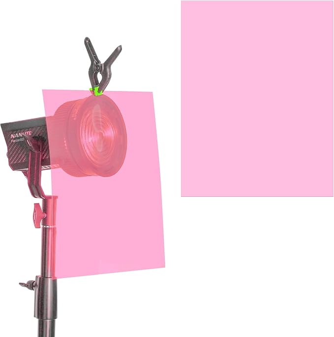 Lystaii 9pcs Gel Light Filter Color Correction Colored Overlays Transparent Film Lighting Gel Filter Plastic Sheets Correction 11.7 by 8.3 Inches for Film, Video, Photo, Stage (Pink)