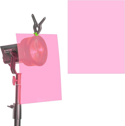 Lystaii 9pcs Gel Light Filter Color Correction Colored Overlays Transparent Film Lighting Gel Filter Plastic Sheets Correction 11.7 by 8.3 Inches for Film, Video, Photo, Stage (Pink)
