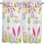 Happy Easter Bedroom Curtains 63 Inches length, Spring Watercolor Bunny Eggs Flower Branch Window Treatment Curtain Drapes, Rod Pocket Curtain Panels for Living Room Kitchen, 42"x63", 2 Panels