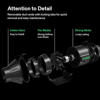 VIVOSUN Smart Air Filtration T4 Kit 4", AeroZesh T4 Inline Duct Fan with E12 Speed Controller, Carbon Filter & 8' Ducting, Cooling & Ventilation System for Grow Tents, Indoor Gardening, Hydroponics