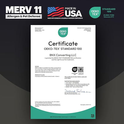 BNX TruFilter 24x24x1 Air Filter MERV 11 (4-Pack) - MADE IN USA – Air Conditioner AC Furnace Filters for Allergies, Dust, Pet, Smoke, Allergy MPR 1200 FPR 7 (Actual Size: 23.38 x 23.38 x 0.75 Inches)