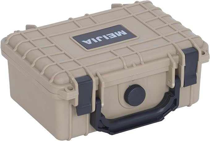 MEIJIA IP67 waterproof hard compact case,Customizable Fit Foam,8.12”x6.56”x 3.56”,Fit Use of Drones, Cameras,Equipments,lens (Desert Tan)