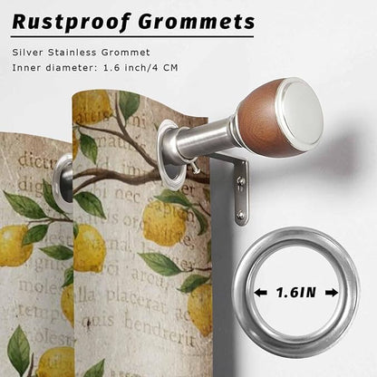 Summer Gnome Outdoor Curtains for Patio Gnome Lemon Leaf Vintage Waterproof Outside Curtains with Grommet Top Weatherproof Curtain for Cabana Pergola Gazebo, 2 Pack, 54" W x 108" L