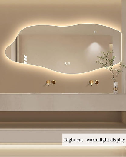 JSLJDM 500 X1000 mm Illuminated Backlit LED Bathroom Mirror, Wall Mounted Multifunction Bathroom Vanity Mirror with Lights and Demister Pad, Energy-Saving Illuminated Smart Mirror